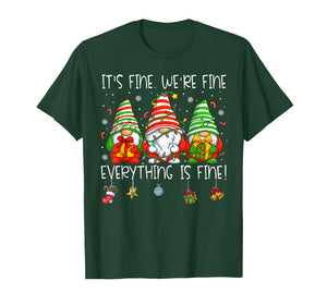 Teacher It's Fine We're Fine Everything is Fine Gnome Xmas T-Shirt