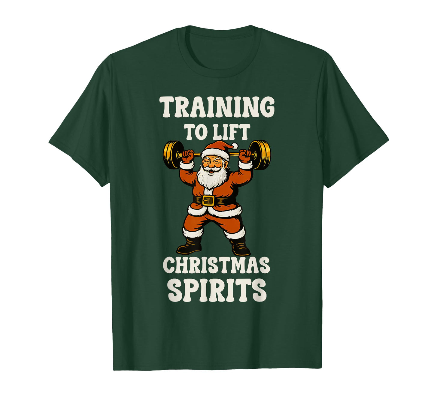 Training to Lift Christmas Spirits Funny Santa Gym Holiday T-Shirt