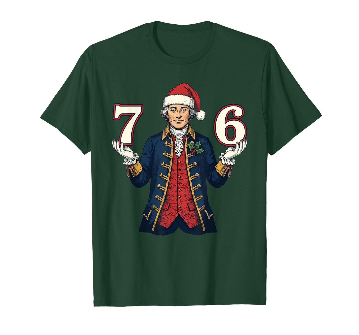 7-6 6-7 Funny George Washington Santa 67 Meme Christmas T-Shirt