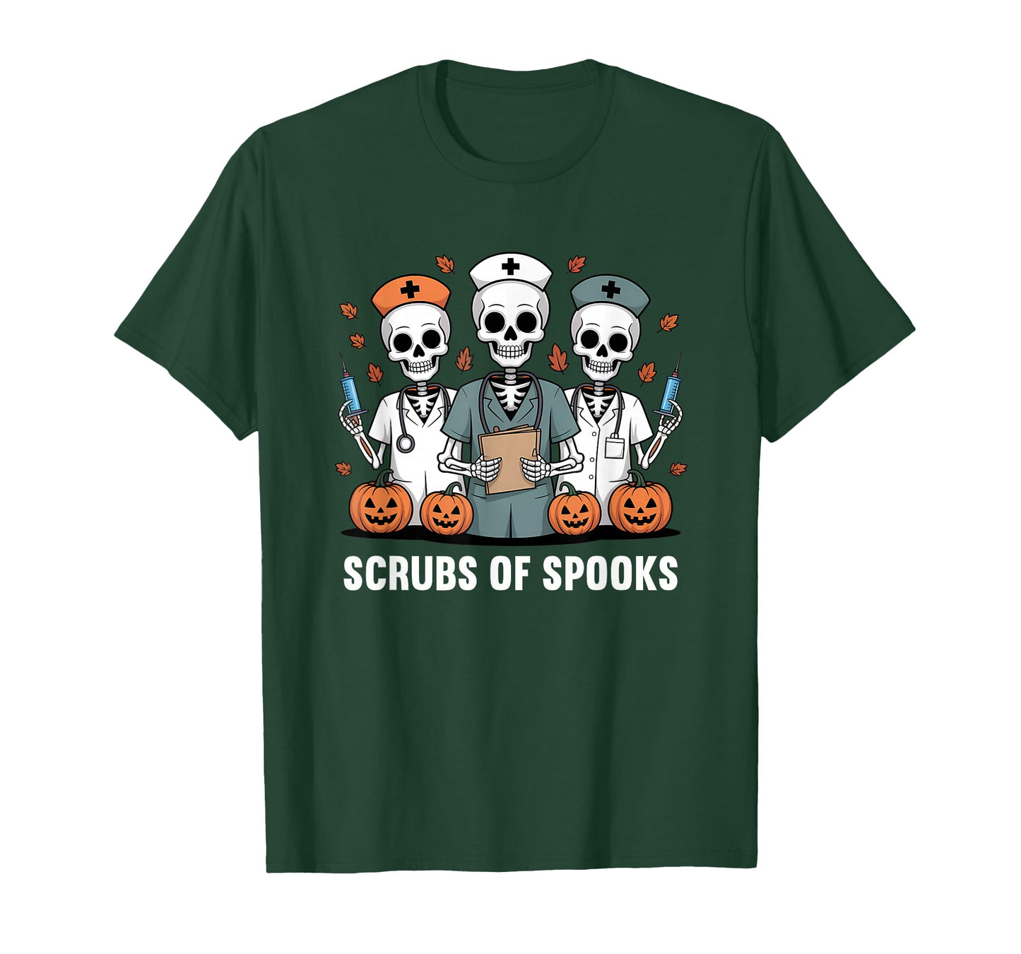 Scrubs of Spooks Funny Halloween Nurse Healthcare Workers T-Shirt