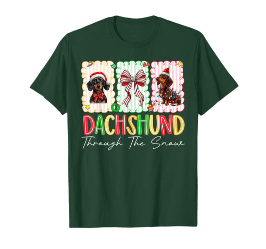 Funny Wiener Christmas Dog Dachshund Through The Snow T-Shirt