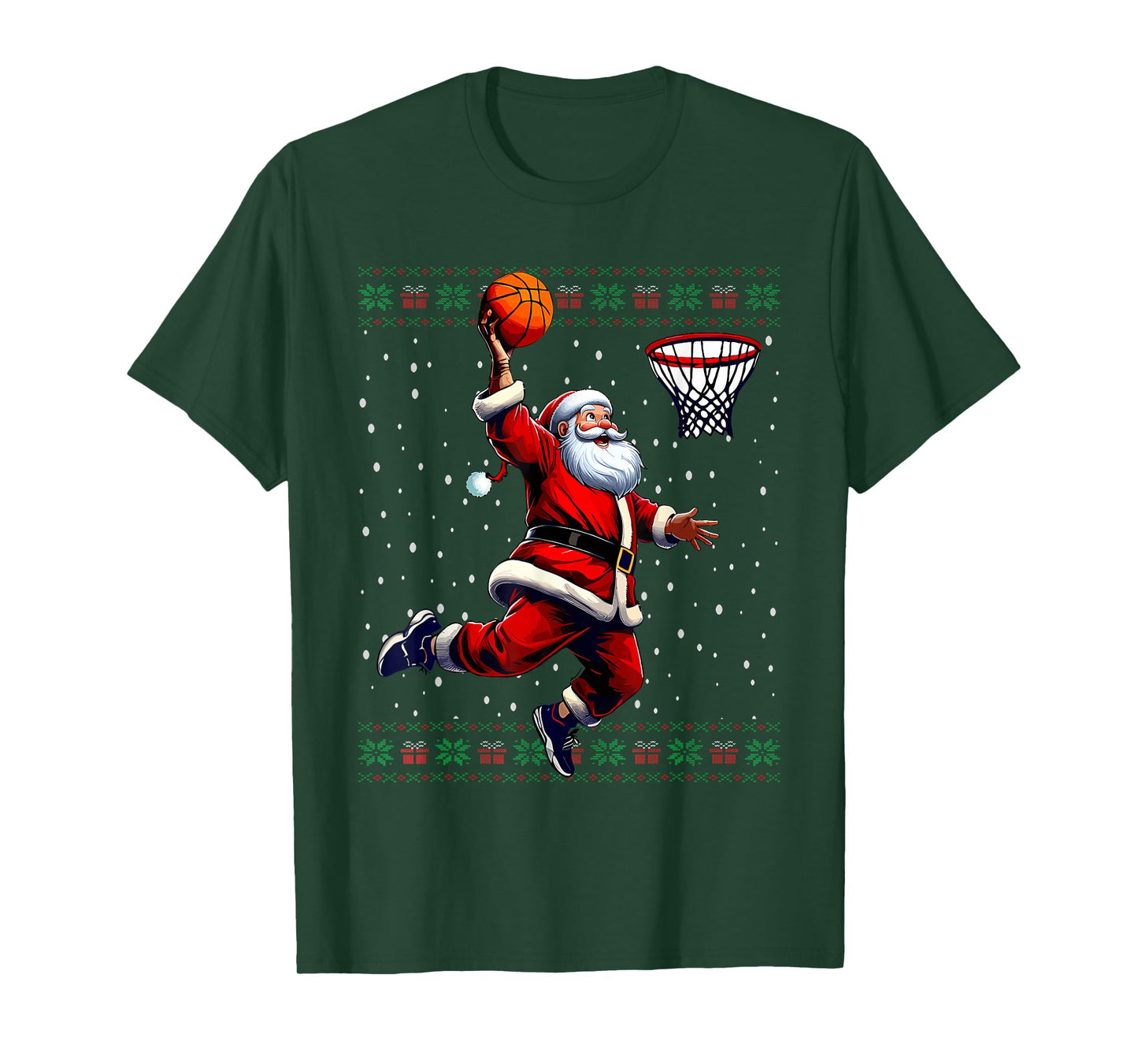 Funny Santa Basketball Ugly Christmas Sweater Men Women T-Shirt