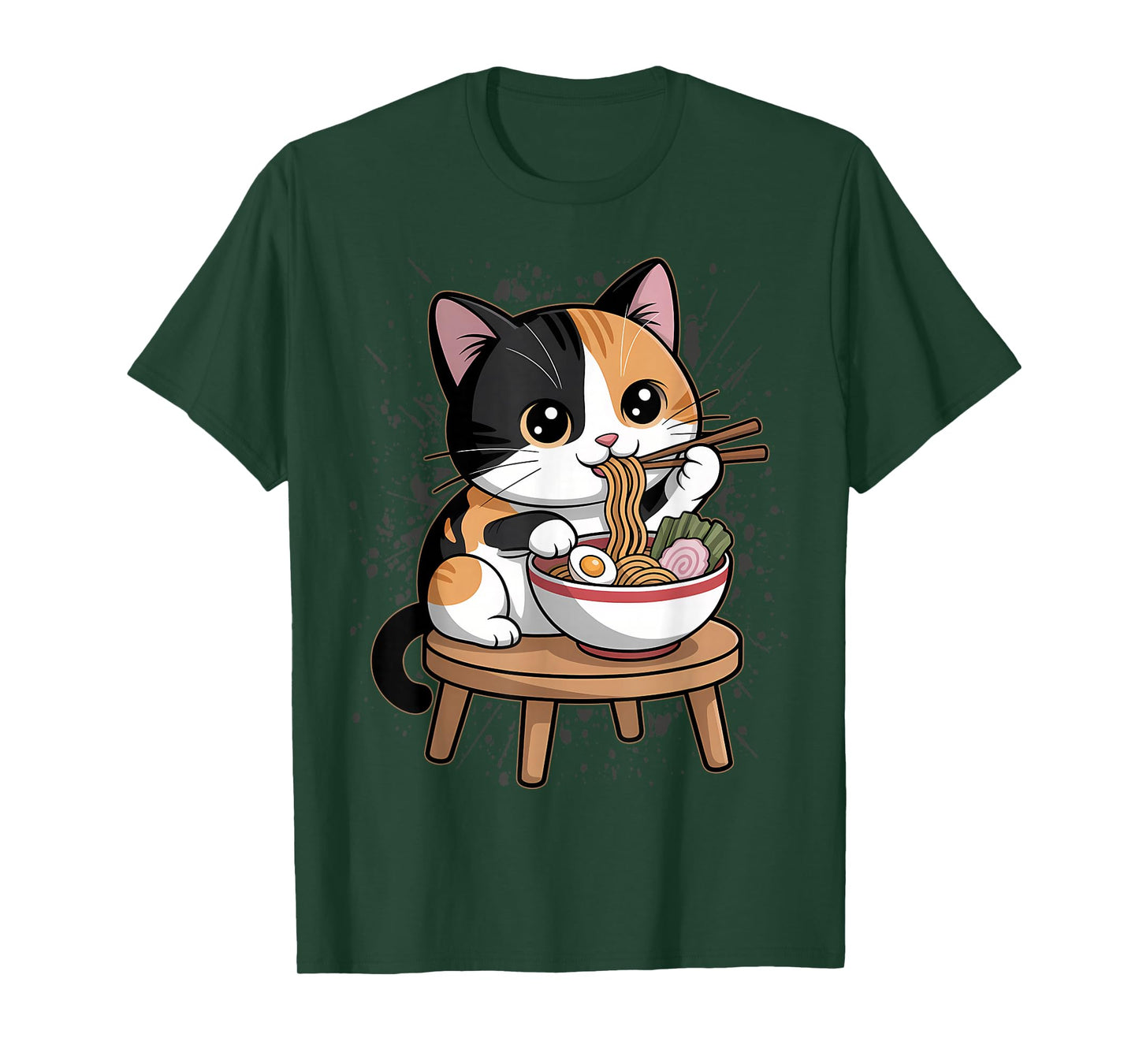 Calico Cat Eating Japanese Ramen Feline Kawaii T-Shirt