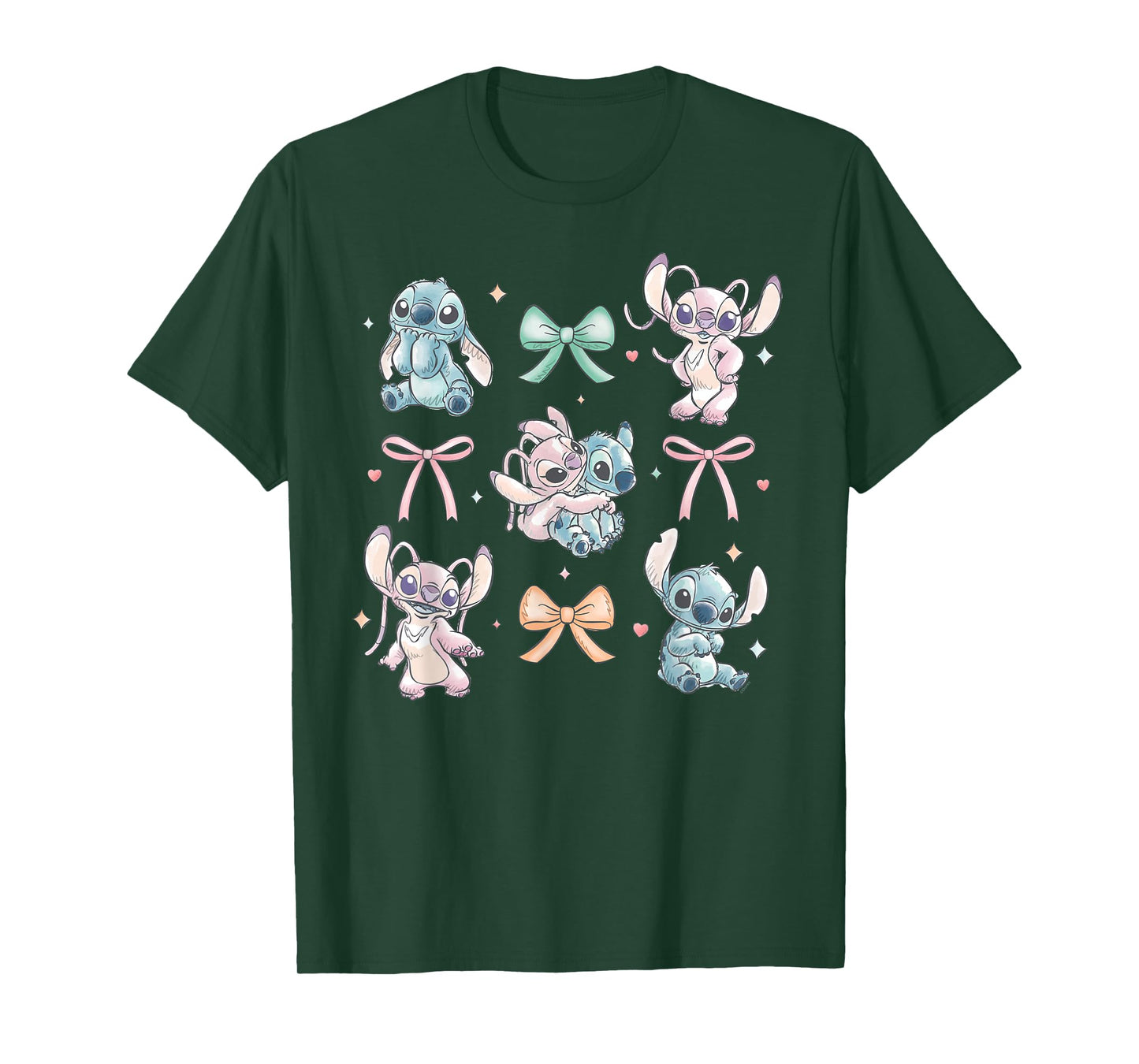 Disney Stitch & Angel Coquette Style Bows Valentine's Day T-Shirt