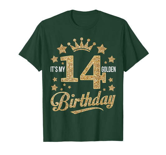 It's My 14th Golden Birthday 14 Year Old Bday Groovy T-Shirt
