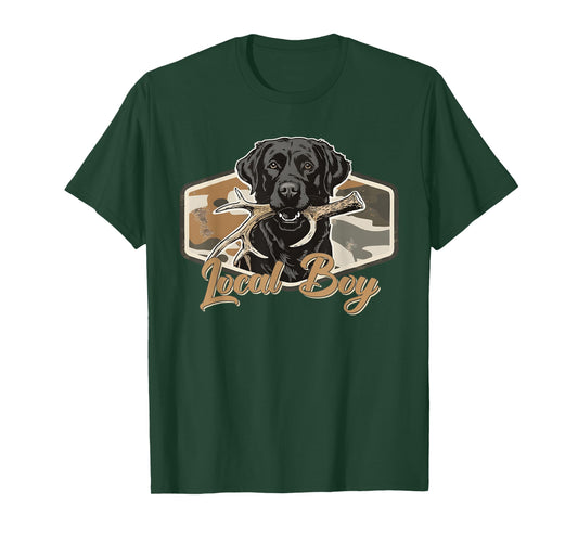 Black Lab Dog Local Southern Boy Camo Duck Hunting Youth Men T-Shirt