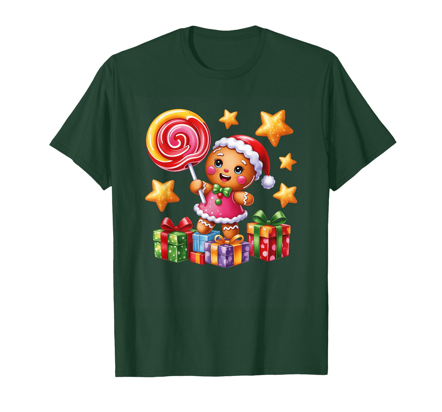 Gingerbread Santa Lollipop Holiday Fun T-Shirt