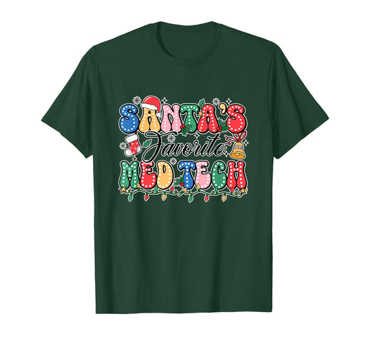 Funny Santa's Favorite Med Tech Christmas Nursing Xmas T-Shirt
