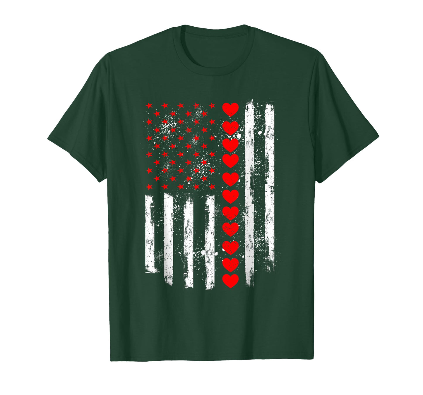 Retro Love Heart Graphic USA American Flag Valentine Men T-Shirt