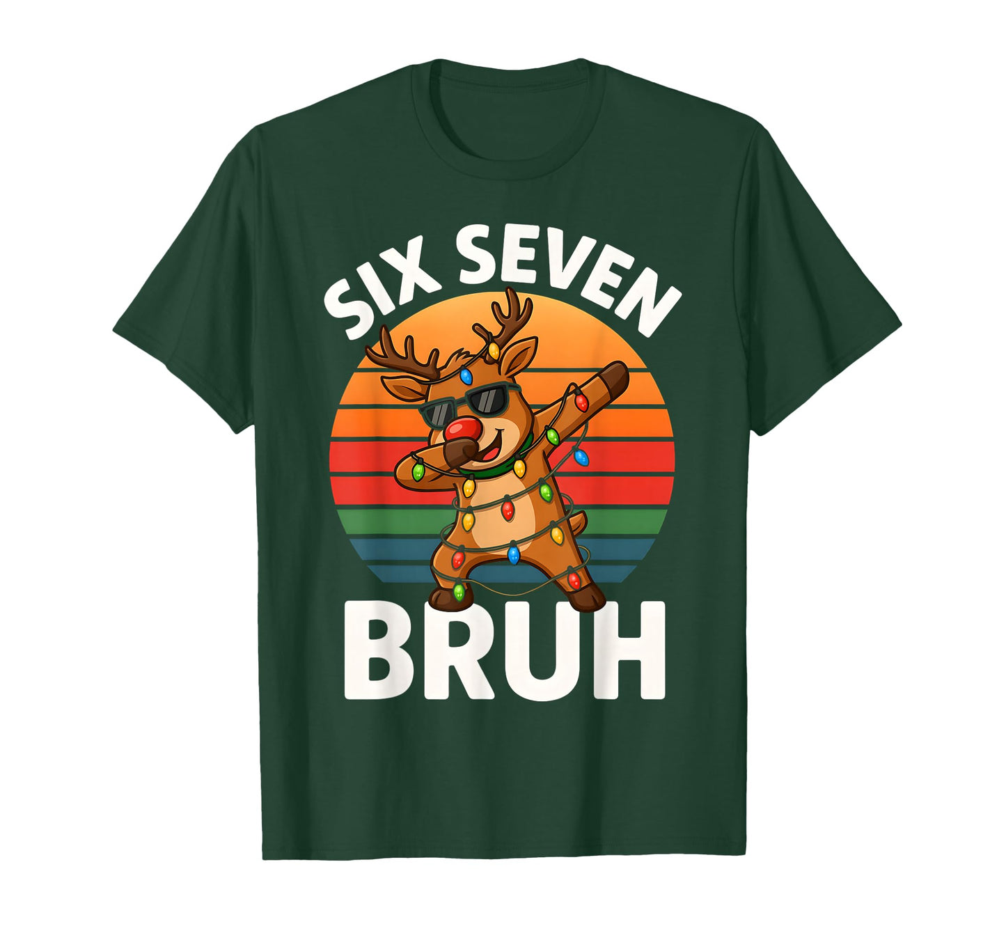 HUGvyn Christmas Bruh Dabbing Reindeer 67 Six Seven Meme Pjs T-Shirt