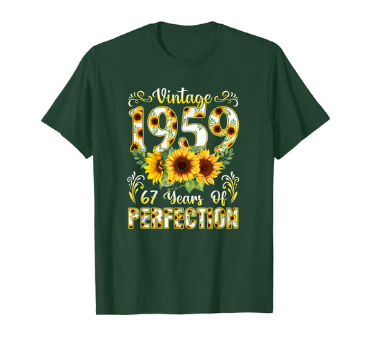 67 Year Old Vintage 1959 Sunflower 67th Birthday Girl Women T-Shirt