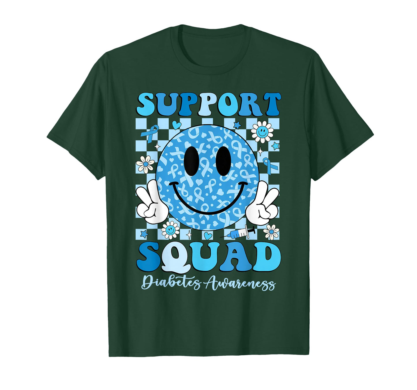Support Squad Diabetes Awareness Shirt Blue Smile T1D Type 1 T-Shirt