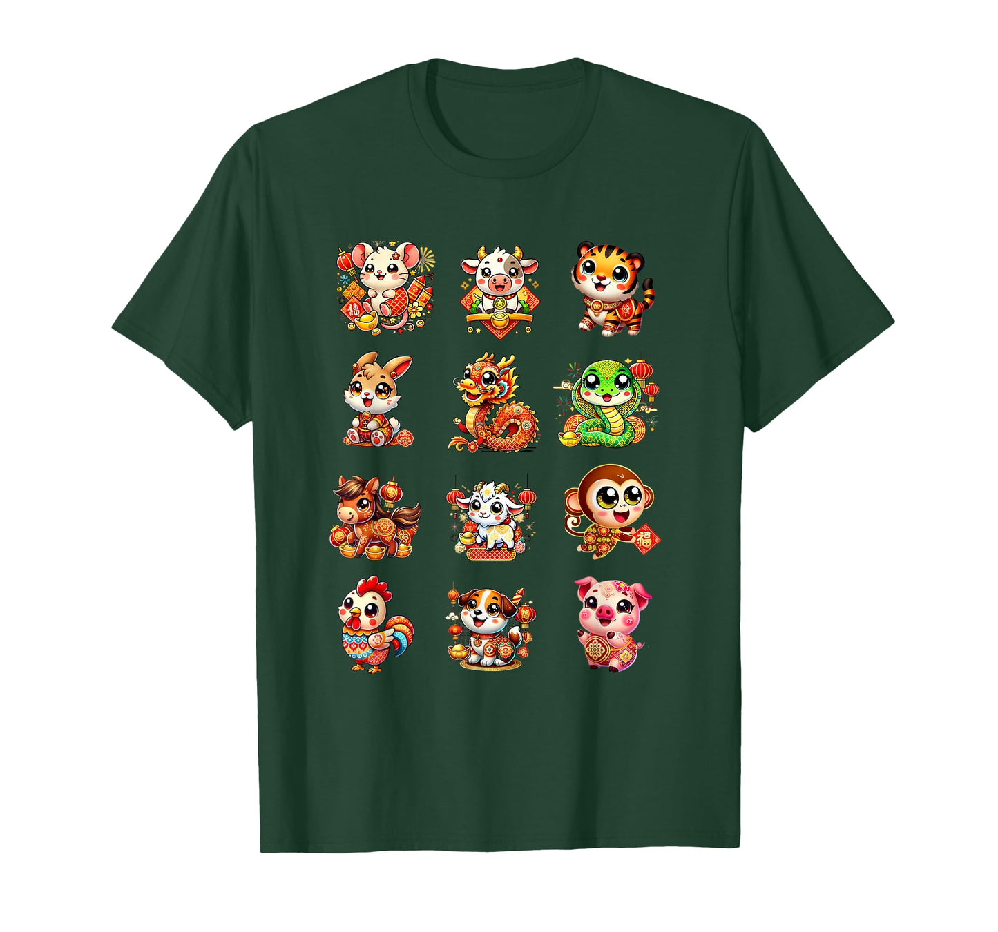 Chinese New Year Cute 12 Zodiac Animal Signs Lunar New Year T-Shirt