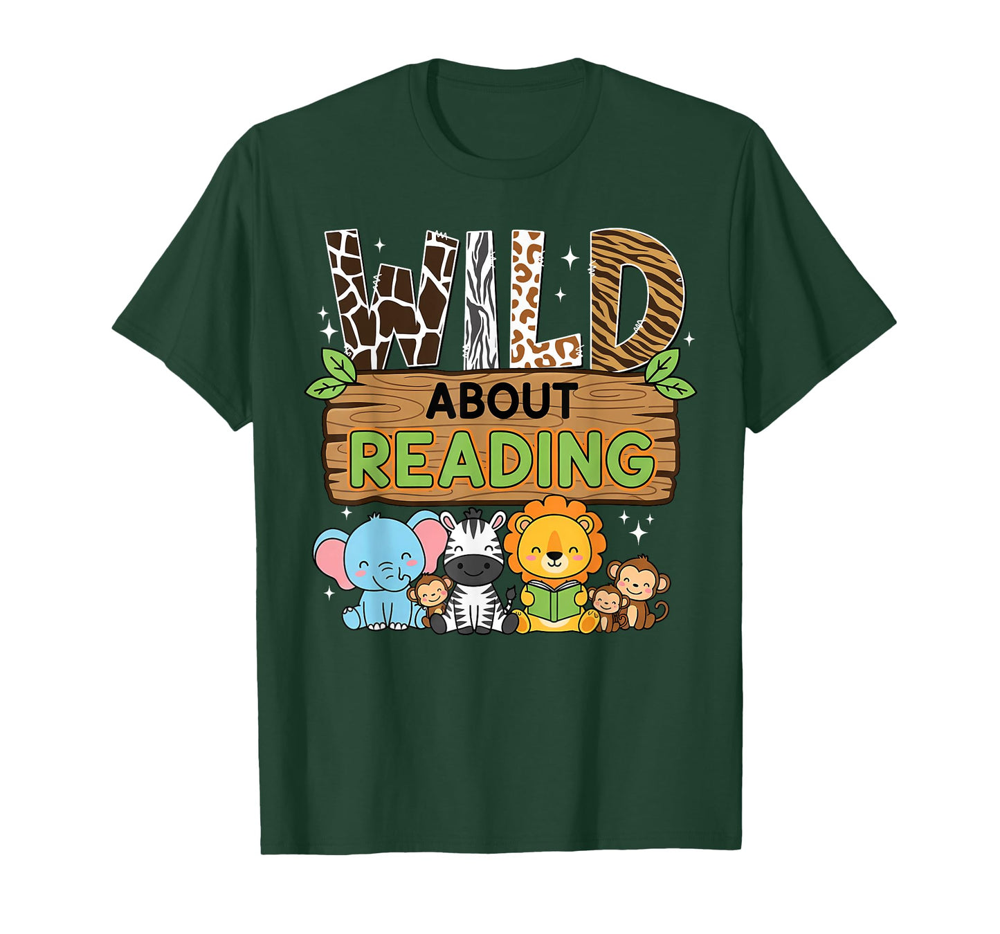 Zoo Animals Wild About Reading Books Reader Lover Librarian T-Shirt