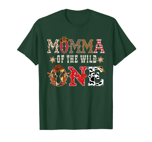 Momma of The Wild One Cowboy Western Rodeo Party Matching T-Shirt