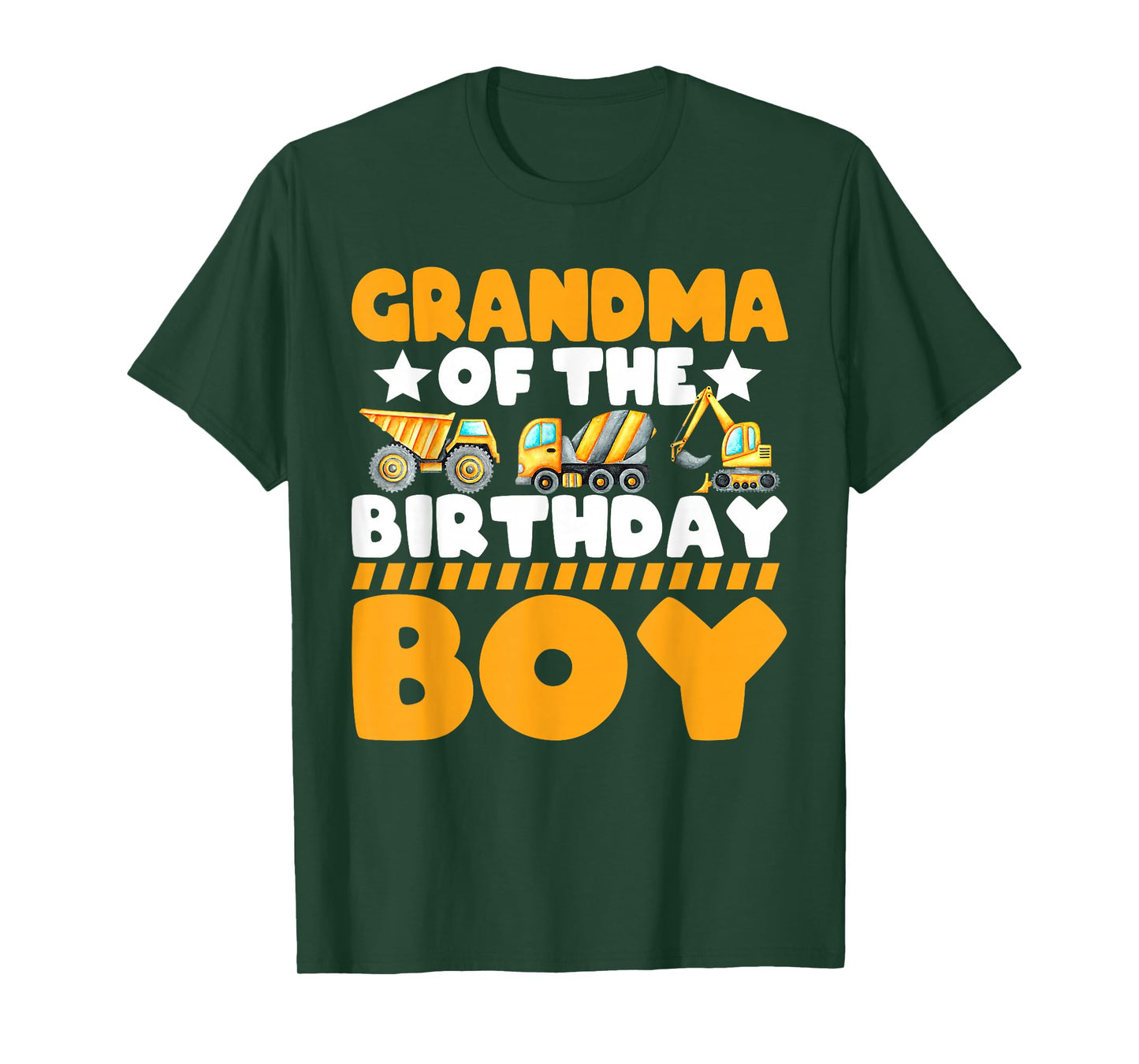 Grandma Birthday Crew Construction Excavator Kids Family T-Shirt