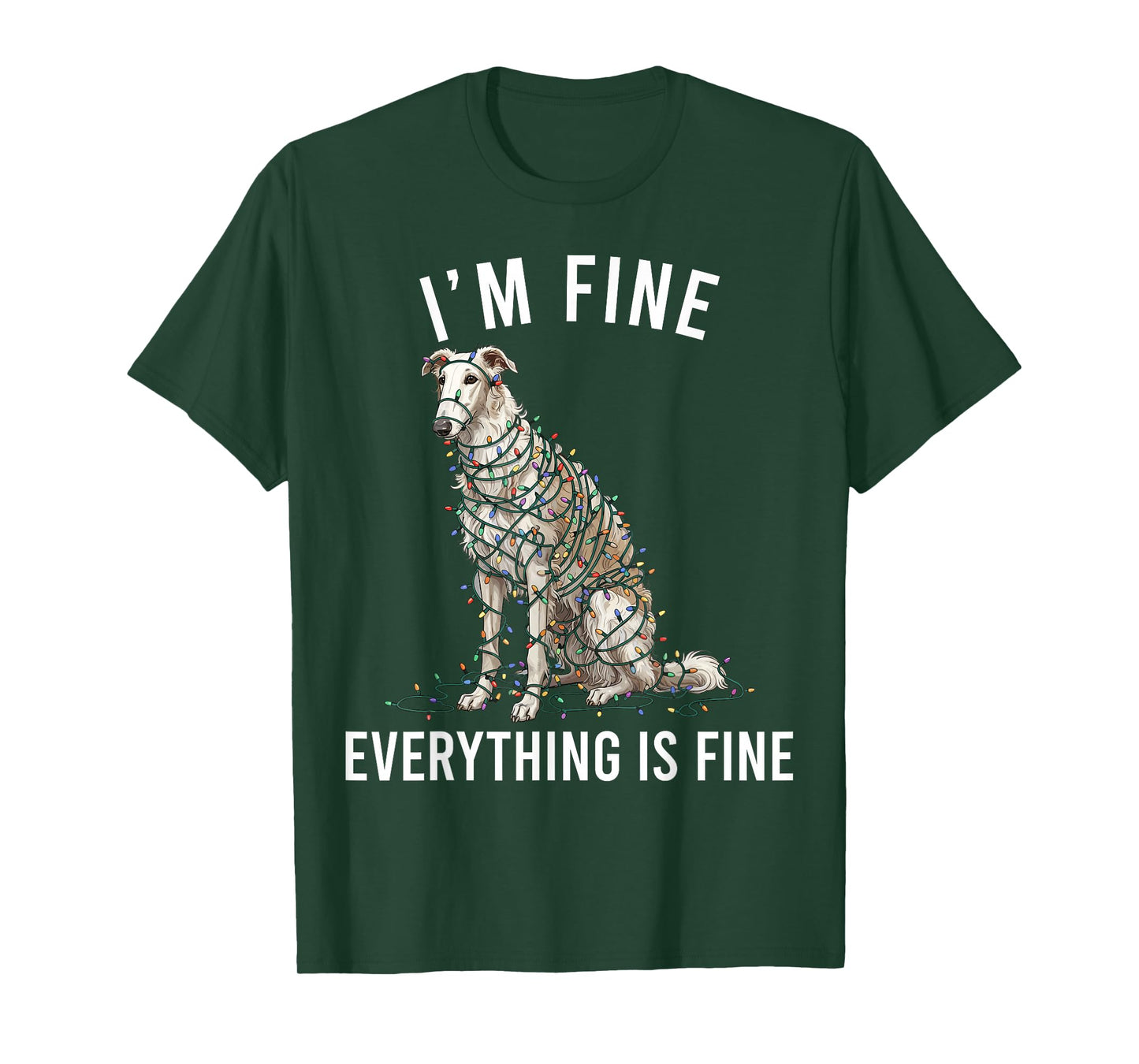 Borzoi Christmas I'm Fine Everything is Fine T-Shirt