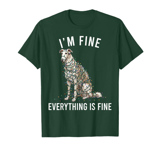 Borzoi Christmas I'm Fine Everything is Fine T-Shirt