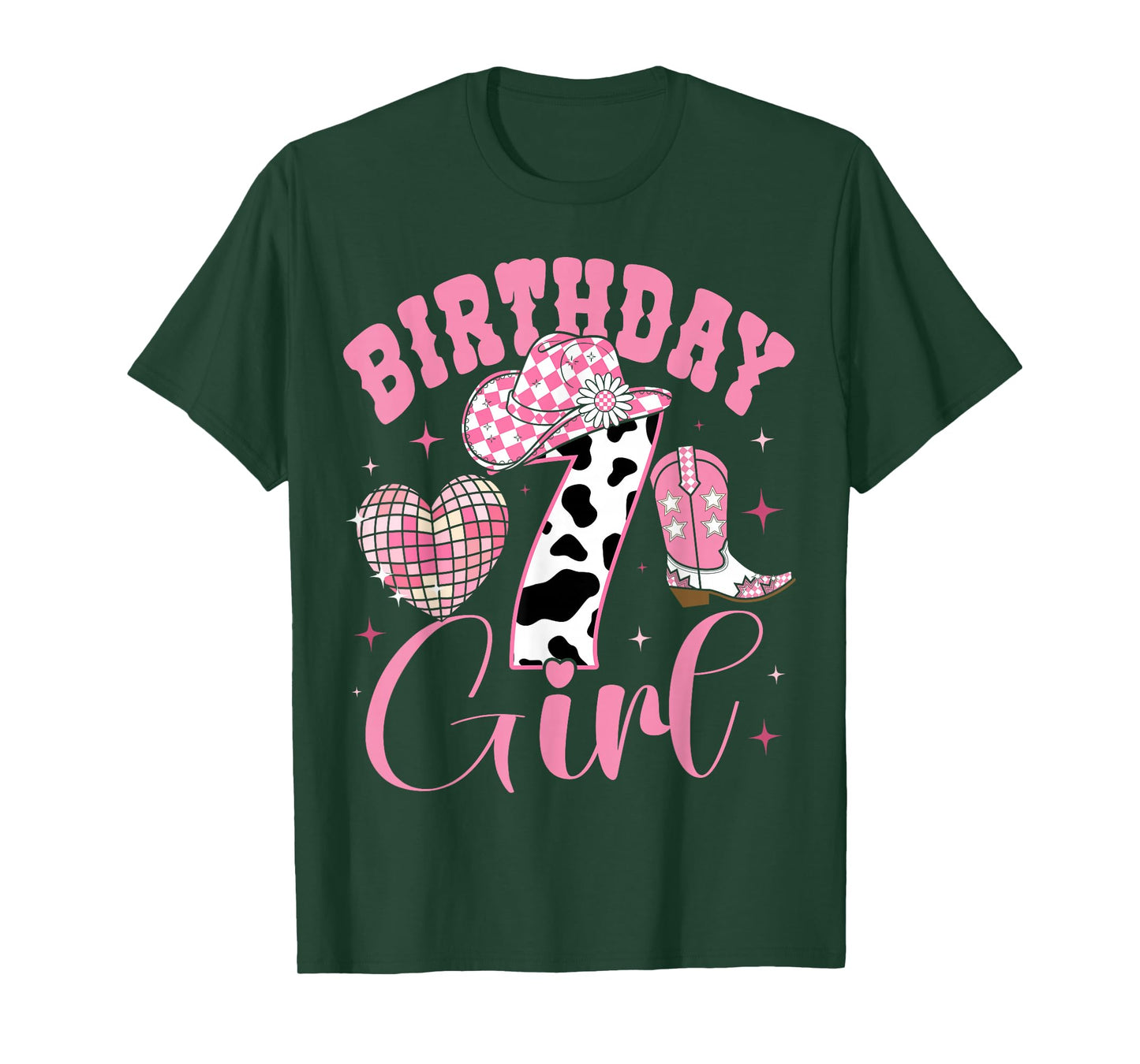 Happy 7th Birthday Girl Outfit Rodeo Western Cowgirl Cowboy T-Shirt