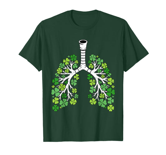 Respiratory Therapist Lungs Shamrock Funny St Patricks Day T-Shirt