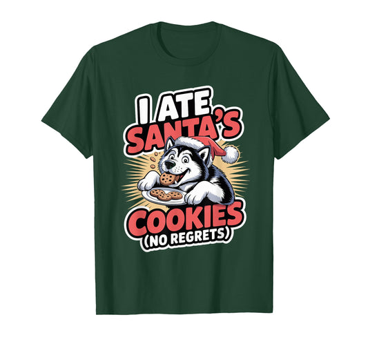 I Ate Santas Cookies Xmas Dog Christmas Alaskan Malamute T-Shirt