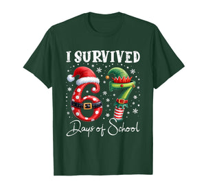 I Survived 67 Days of School Christmas Candy Cane Six Seven T-Shirt