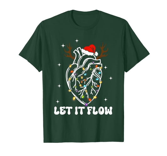 Let It Flow Anatomy Heart Cardiac Nurse Santa Hat T-Shirt