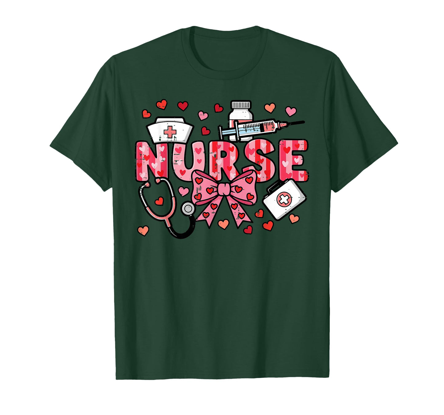 Valentines Day Nurse Plaid Stethoscope Scrub Top Women Men T-Shirt