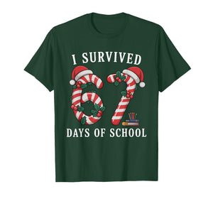 I Survived 67 Days of School Christmas Candy Cane Six Seven T-Shirt