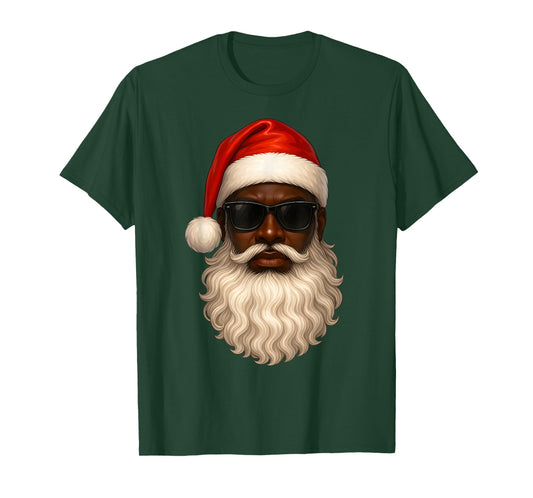 African American Cool Santa Claus Christmas Pajama Xmas Afro T-Shirt