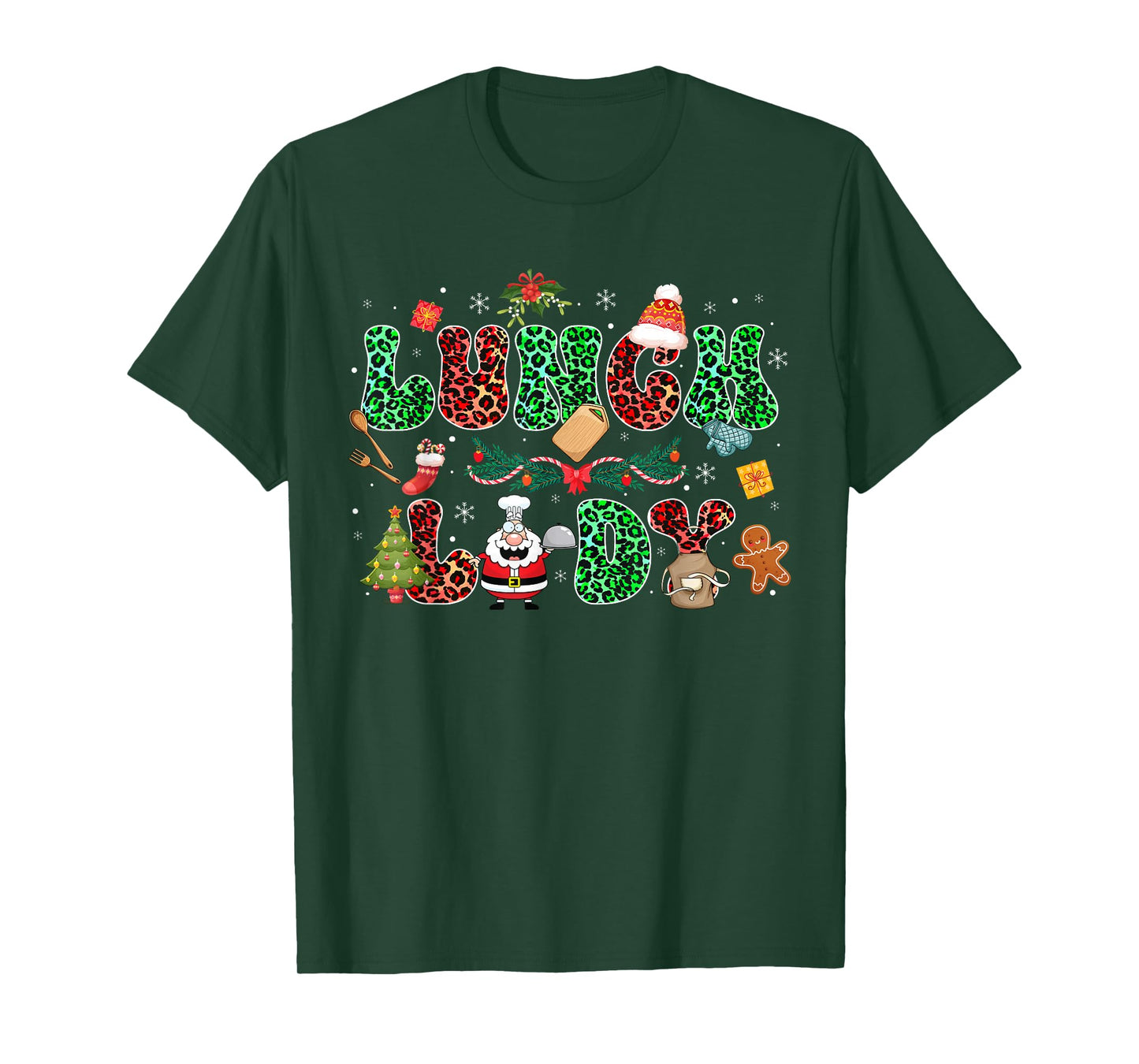 Xmas Cafeteria Worker Christmas School Lunch Lady Christmas T-Shirt