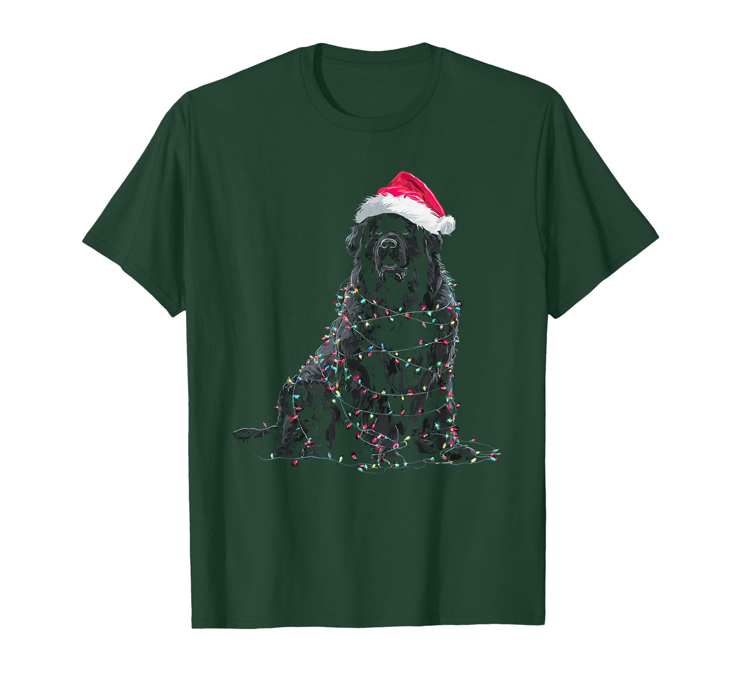 Funny Newfoundland Christmas Graphic Dog Lights Lover Newfie T-Shirt