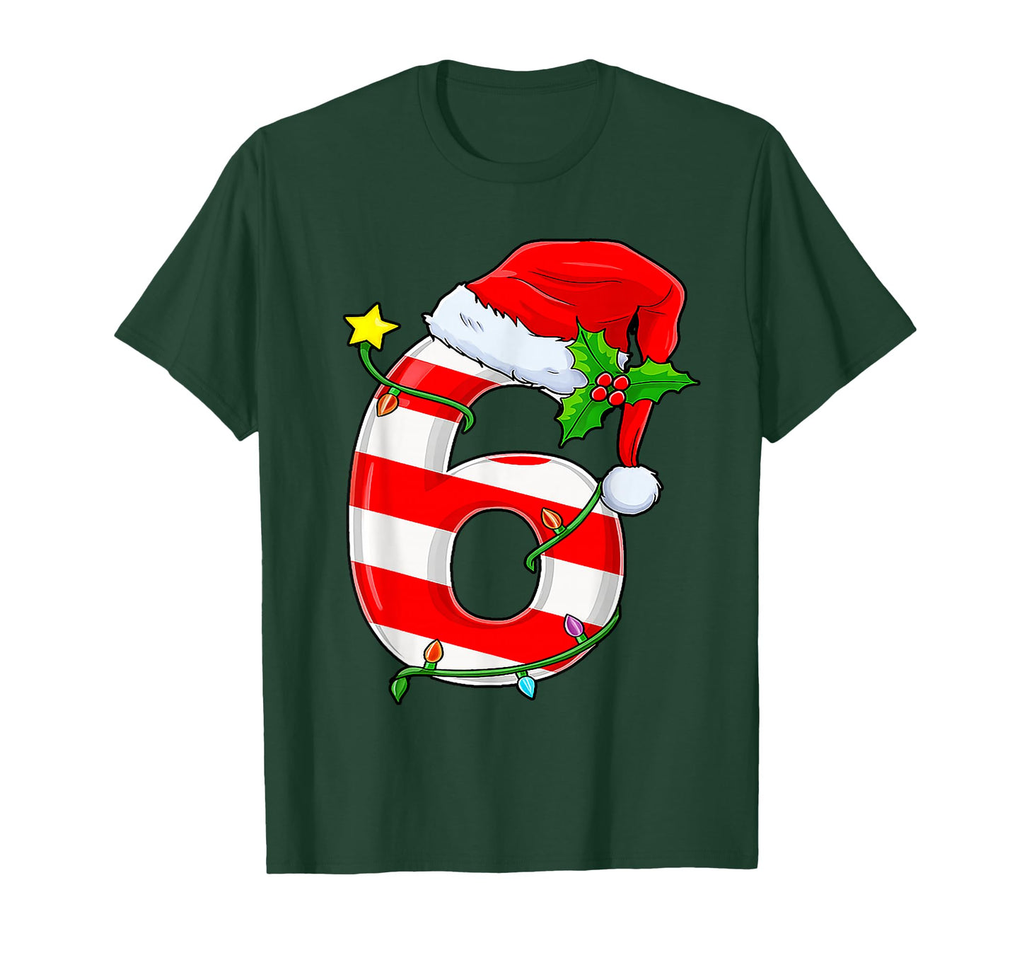 Fun Six Seven 6 7 Meme Candy Cane Lights Santa Christmas T-Shirt