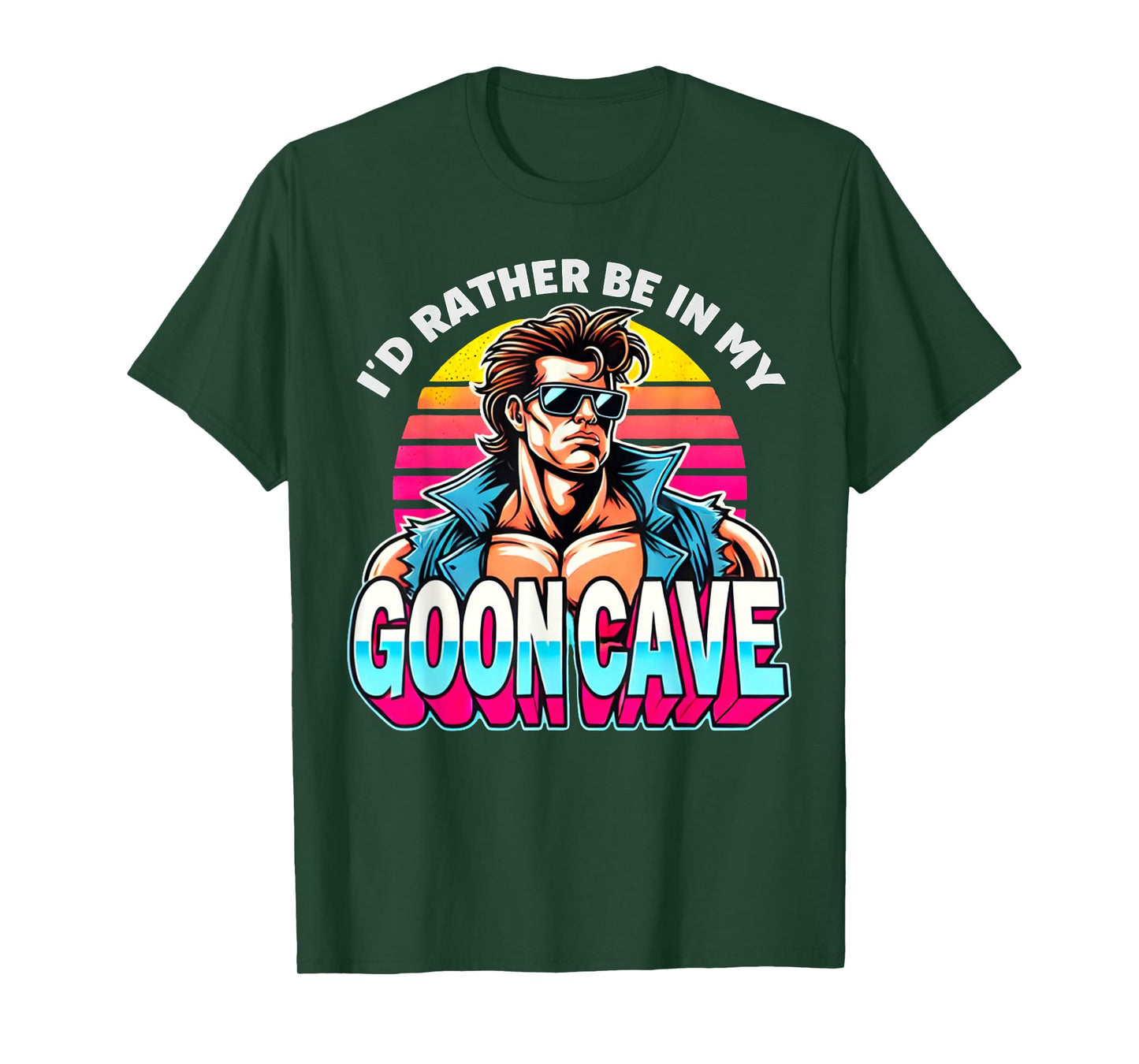 Retro Funny Id Rather Be in My Goon Cave Quote Man Meme T-Shirt