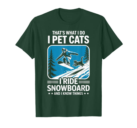Pet Cats Ride Snowboard Cat Kitten Snowboarding Snowboarder T-Shirt
