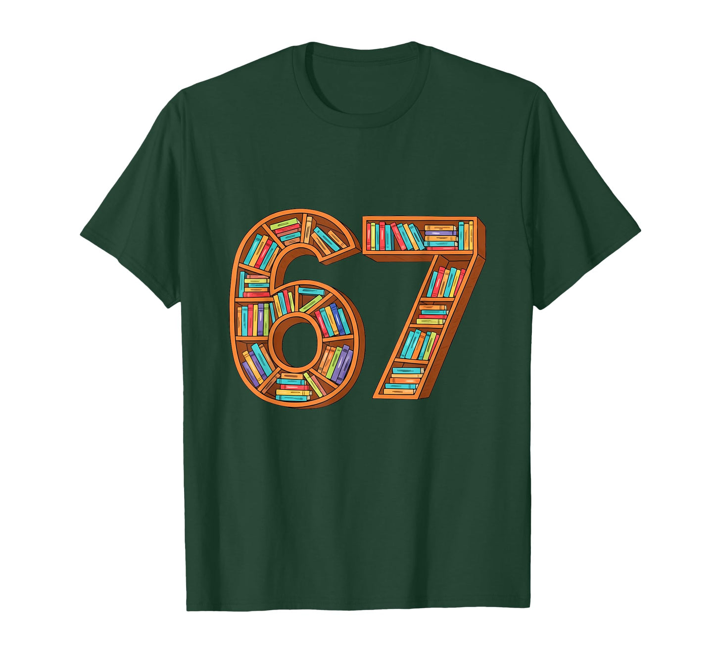 Funny Reading 67 Six Seven Meme Teacher Book Lover Bookshelf T-Shirt