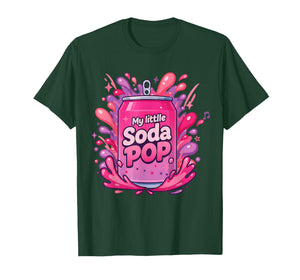Soda Pop Cartoon Splash Cute Retro Beverage Pink and Purple T-Shirt