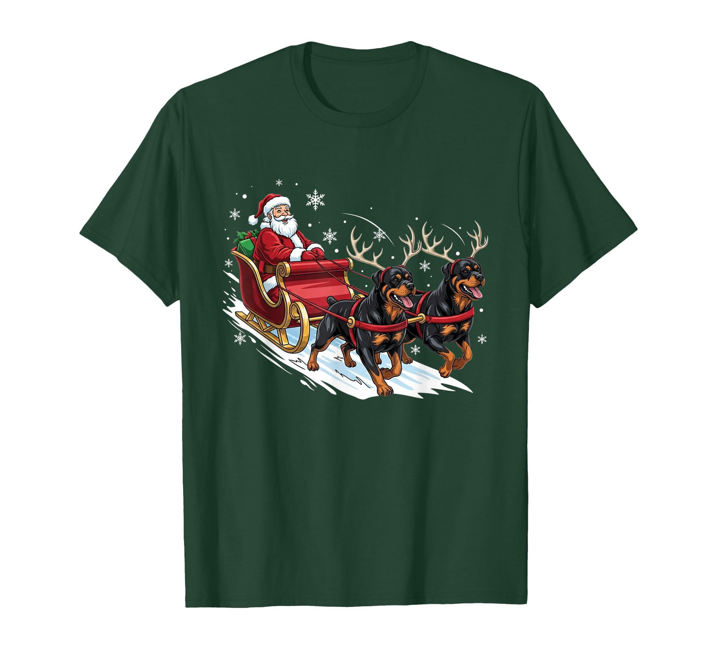 Funny Rottweiler Christmas Santa Cute Dog Lovers T-Shirt