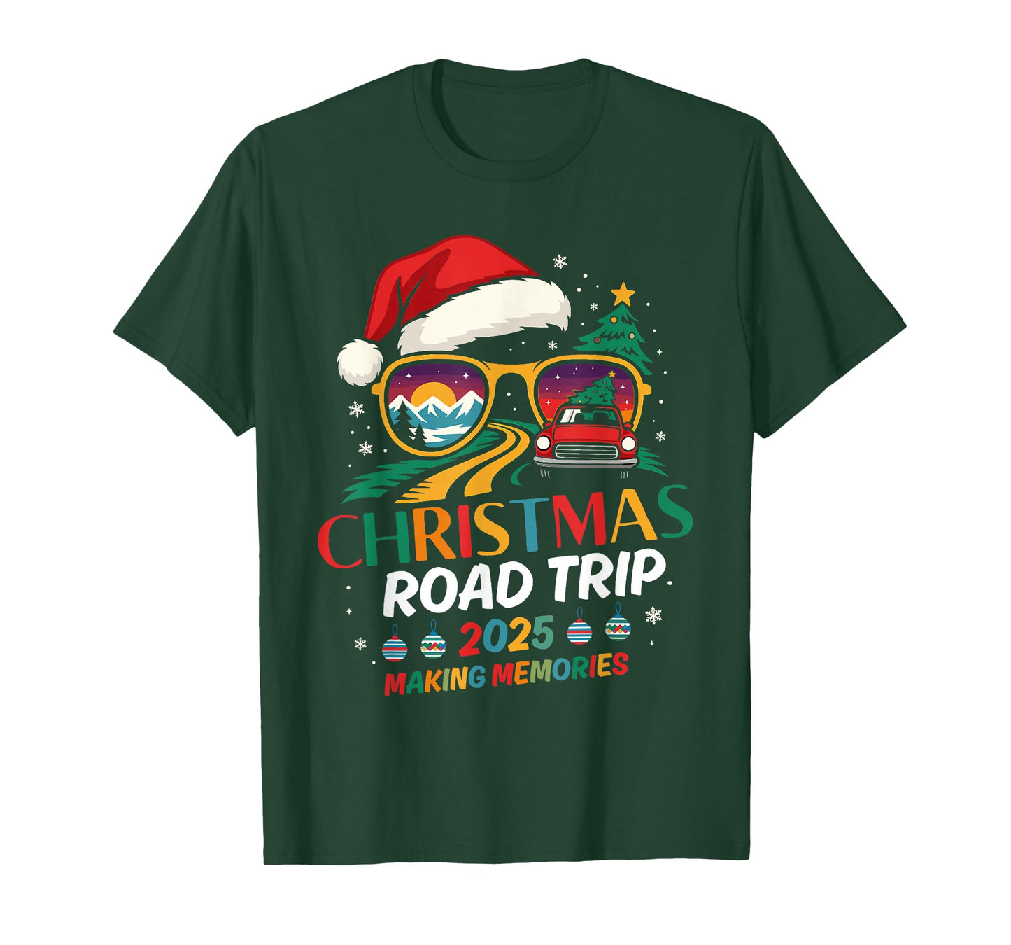 Christmas Road Trips 2025 Men Women Kids Family Matching Fun T-Shirt