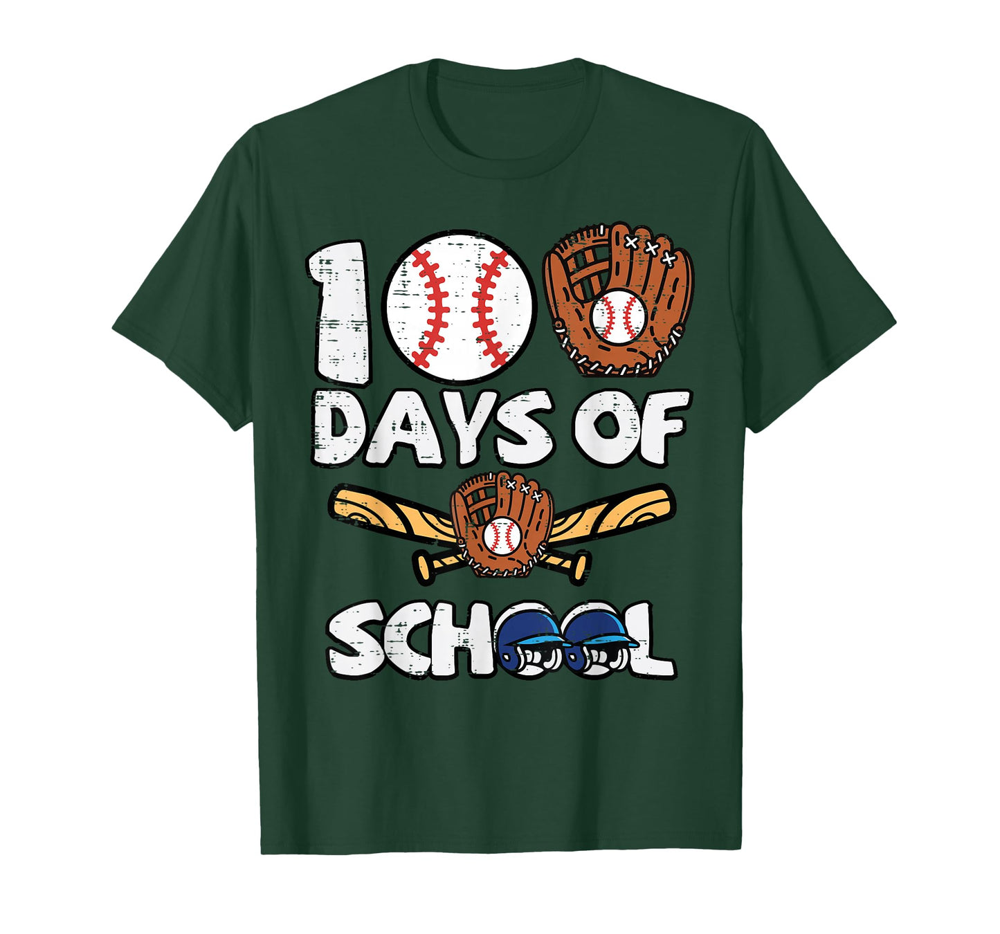 100 Days of School Baseball 100th Day Boys Kids Toddler Men T-Shirt