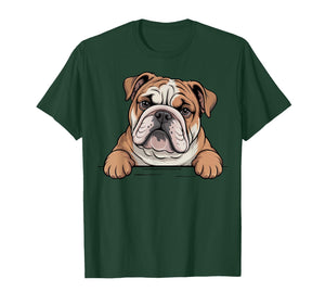 English Bulldog Funny Peeking Pocket Puppy Dog Lover T-Shirt
