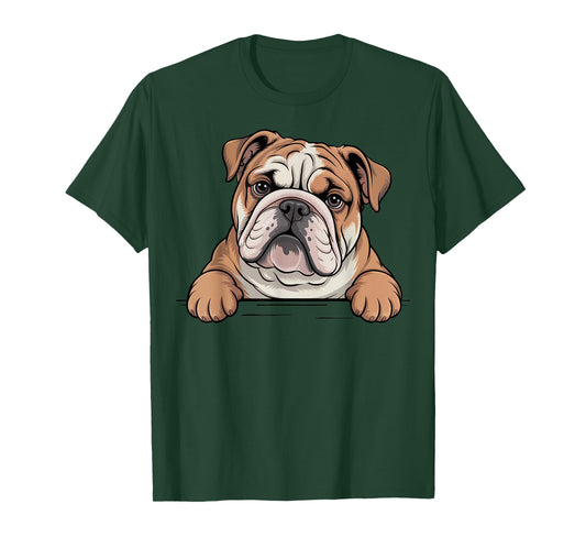 English Bulldog Funny Peeking Pocket Puppy Dog Lover T-Shirt