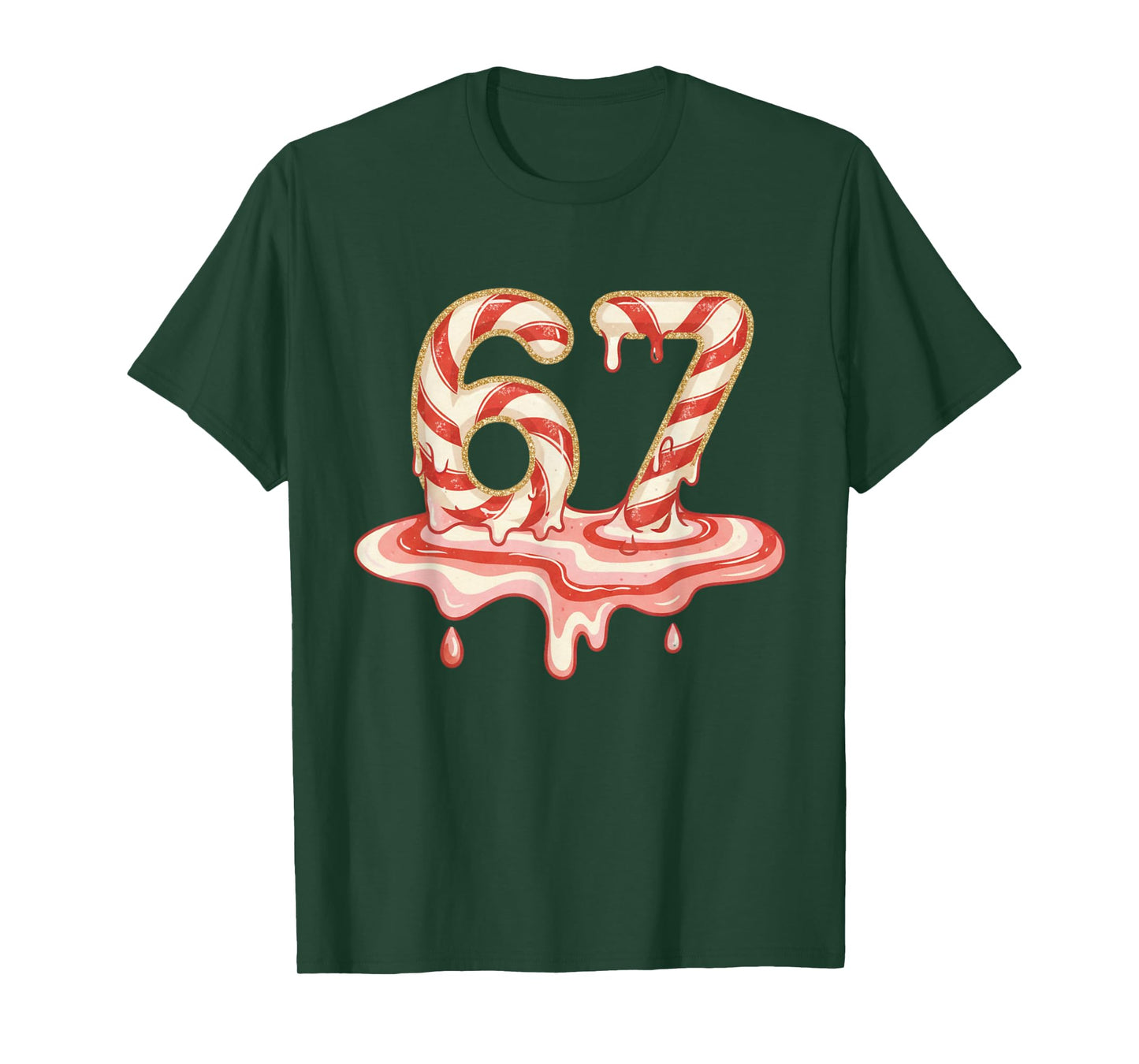 67 Christmas Melting Candy Cane six Seven for Girls T-Shirt