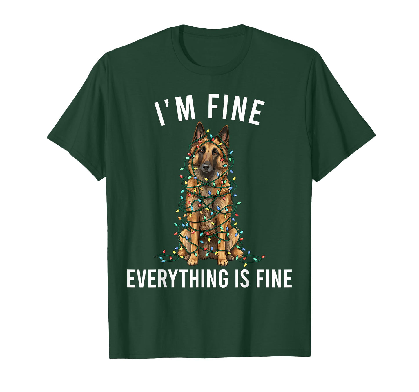 Belgian Tervuren Christmas I'm Fine Everything is Fine T-Shirt