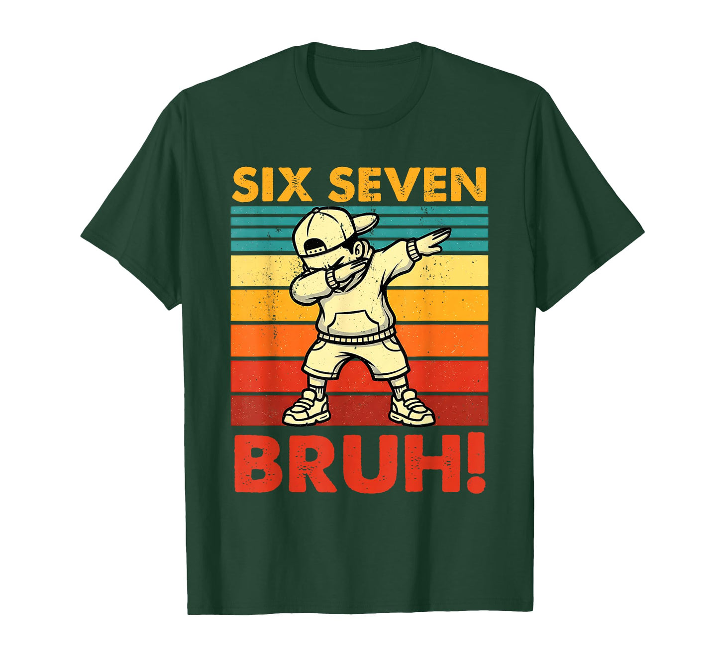 Six Seven Bruh Dabbing Boy Funny 67 Meme Gen Alpha Slang T-Shirt