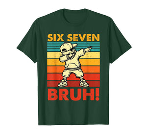 Six Seven Bruh Dabbing Boy Funny 67 Meme Gen Alpha Slang T-Shirt