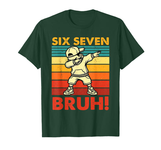 Six Seven Bruh Dabbing Boy Funny 67 Meme Gen Alpha Slang T-Shirt
