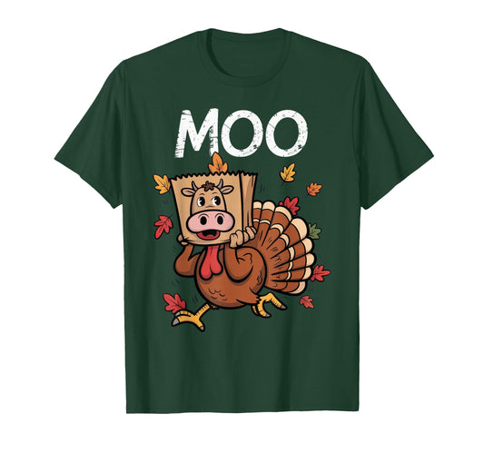 Thanksgiving Turkey Moo Cow Head T-Shirt