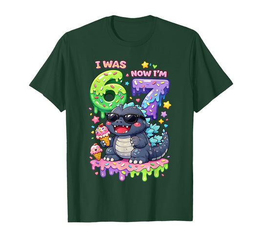 I was 6 Now I'm 7 Birthday 67 Meme Kaiju Ice Cream Kawaii T-Shirt
