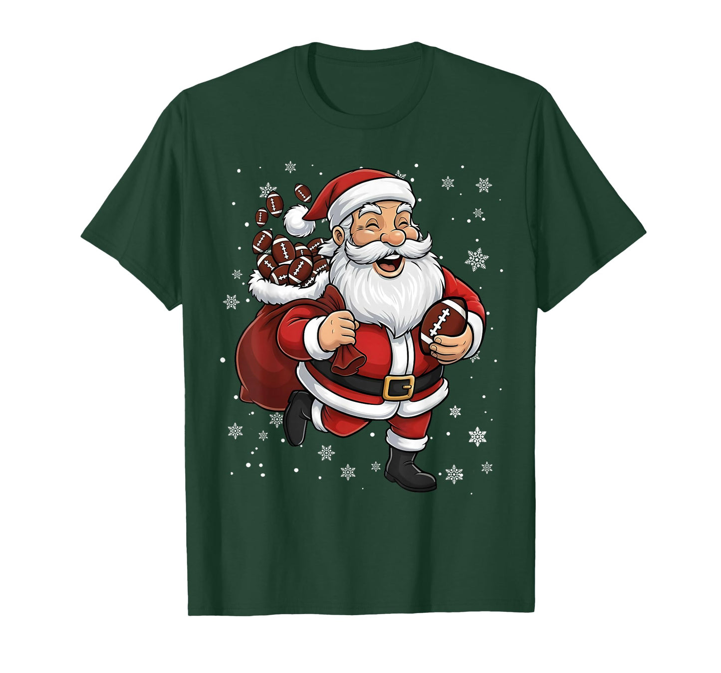 Santa Playing Football Men Boys Christmas Football Players T-Shirt